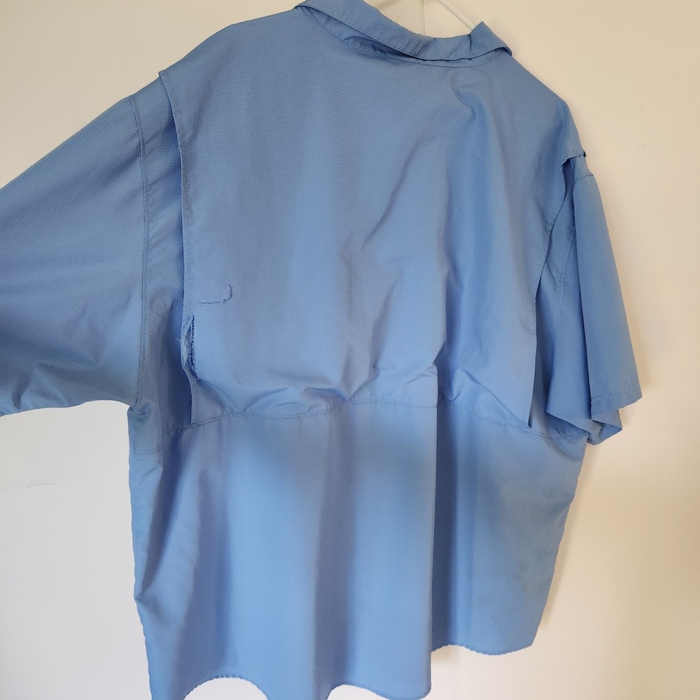 UNC Tar Heels Columbia-Style Fishing Shirt 2XL ProEdge Vented Light Blue - Picture 7 of 12